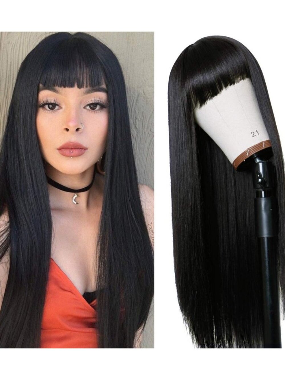 Long Straight Remy Hair Wigs Natural Black Heat Resistant Fiber Hair Full